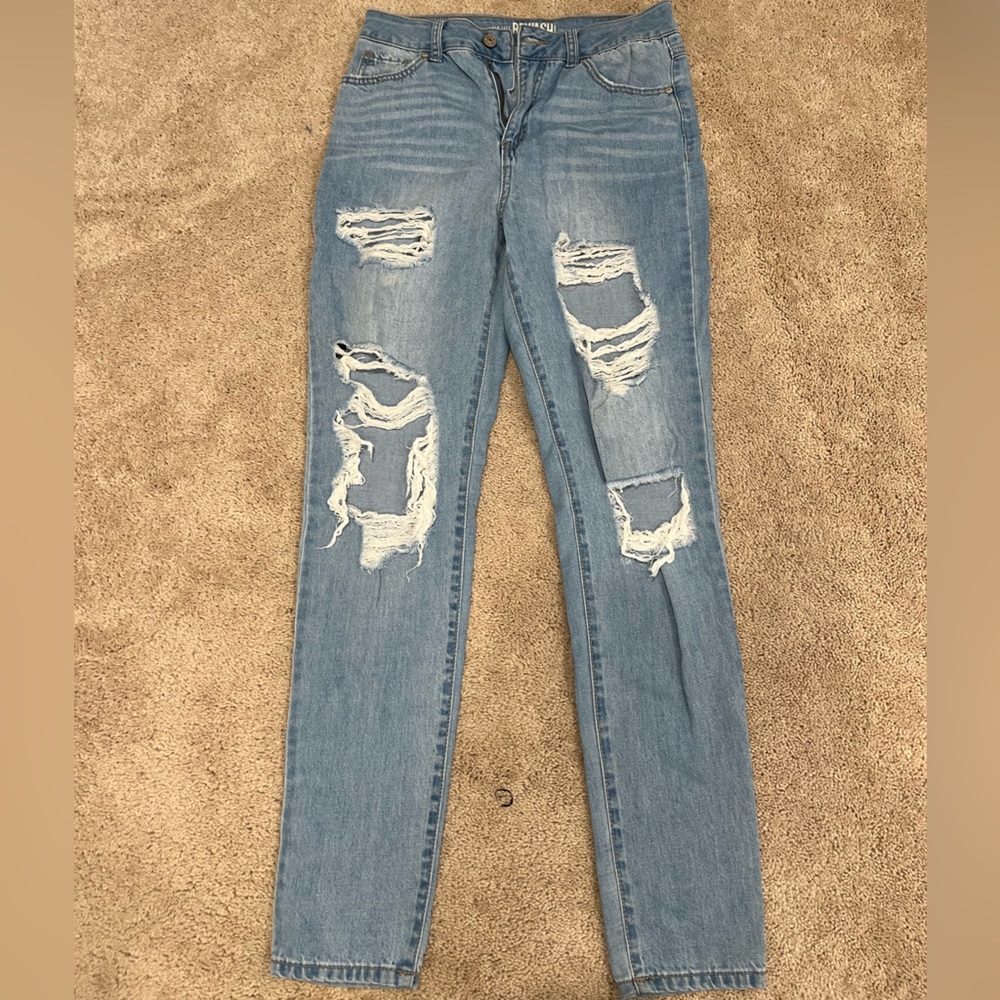 REWASH Distressed High Rise Jeans